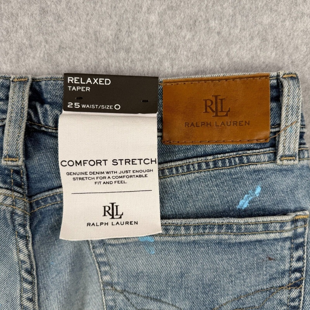 Lauren Ralph Lauren Jeans Womens 0 Blue Paint Splatter Relaxed Tapered Denim - Picture 6 of 13